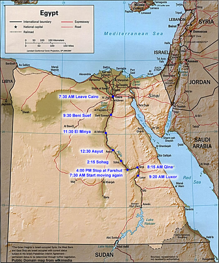 Map: Cairo to Luxor