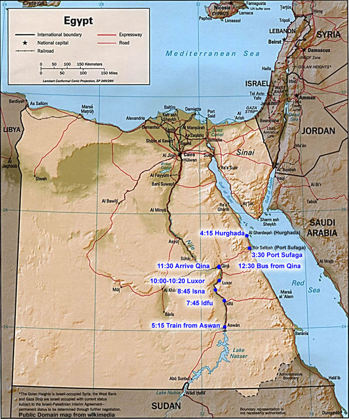 Map: Aswan to Hurghada